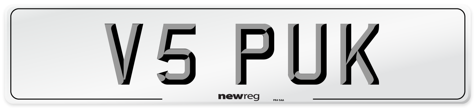 V5 PUK Number Plate from New Reg
